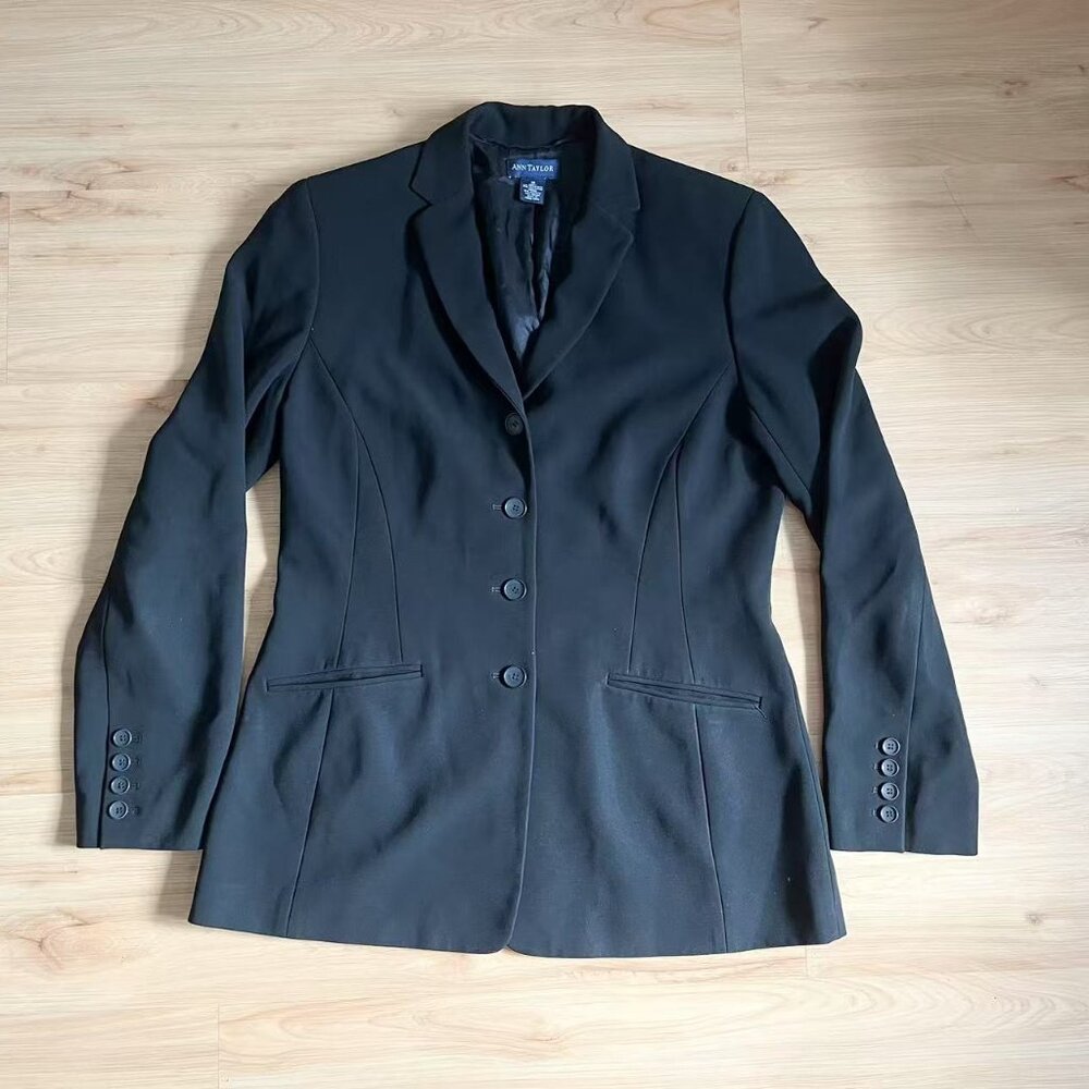 Ann Taylor Black blazer jacket with shoulder pads Size 10 Women